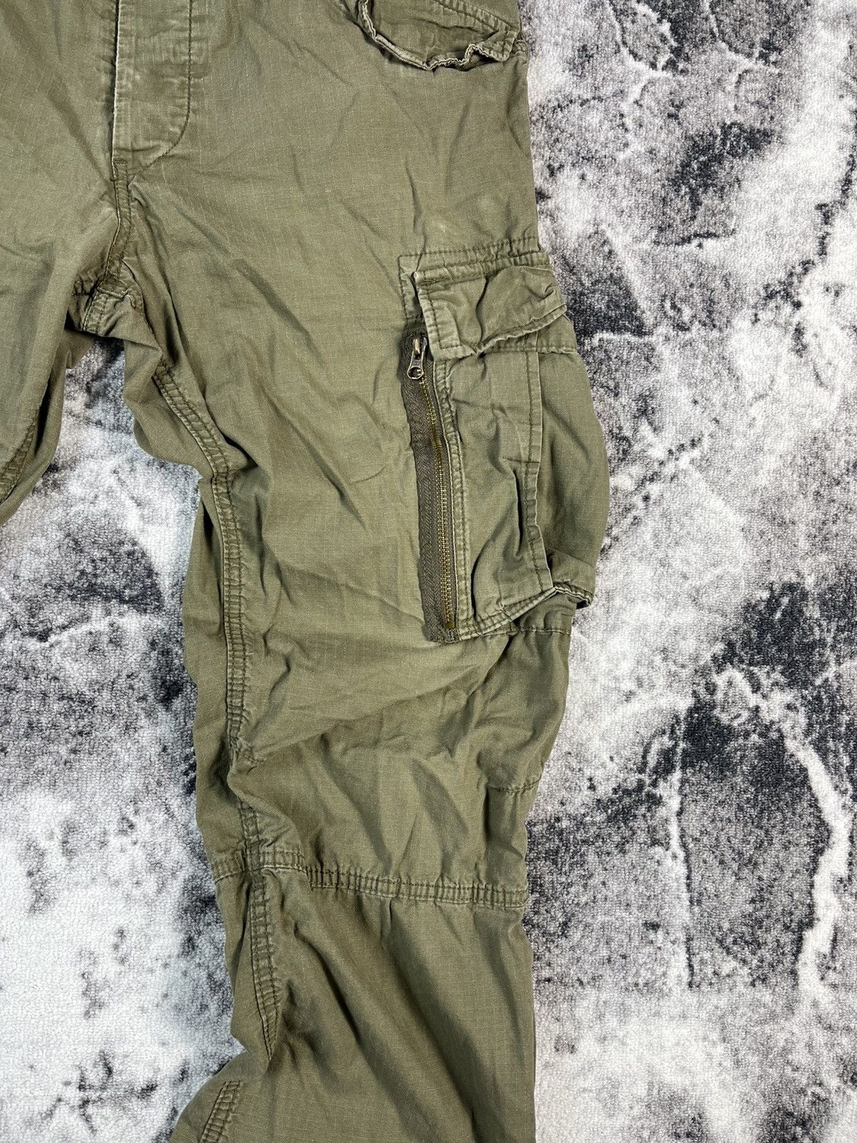 Vintage Olive Cargo Pants Multi Pocket Military Style Wide Size US 34 / EU 50 - 5 Thumbnail