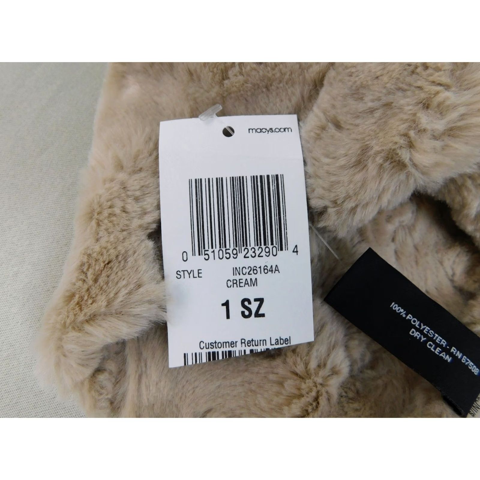 Vintage INC International Concepts Beaded Faux Fur Cowl Neck Scarf Beige Women Scarf 14" x 10" Faux Fur Neck Warmer 100% Polyester INC26164A Size ONE SIZE - 6 Thumbnail