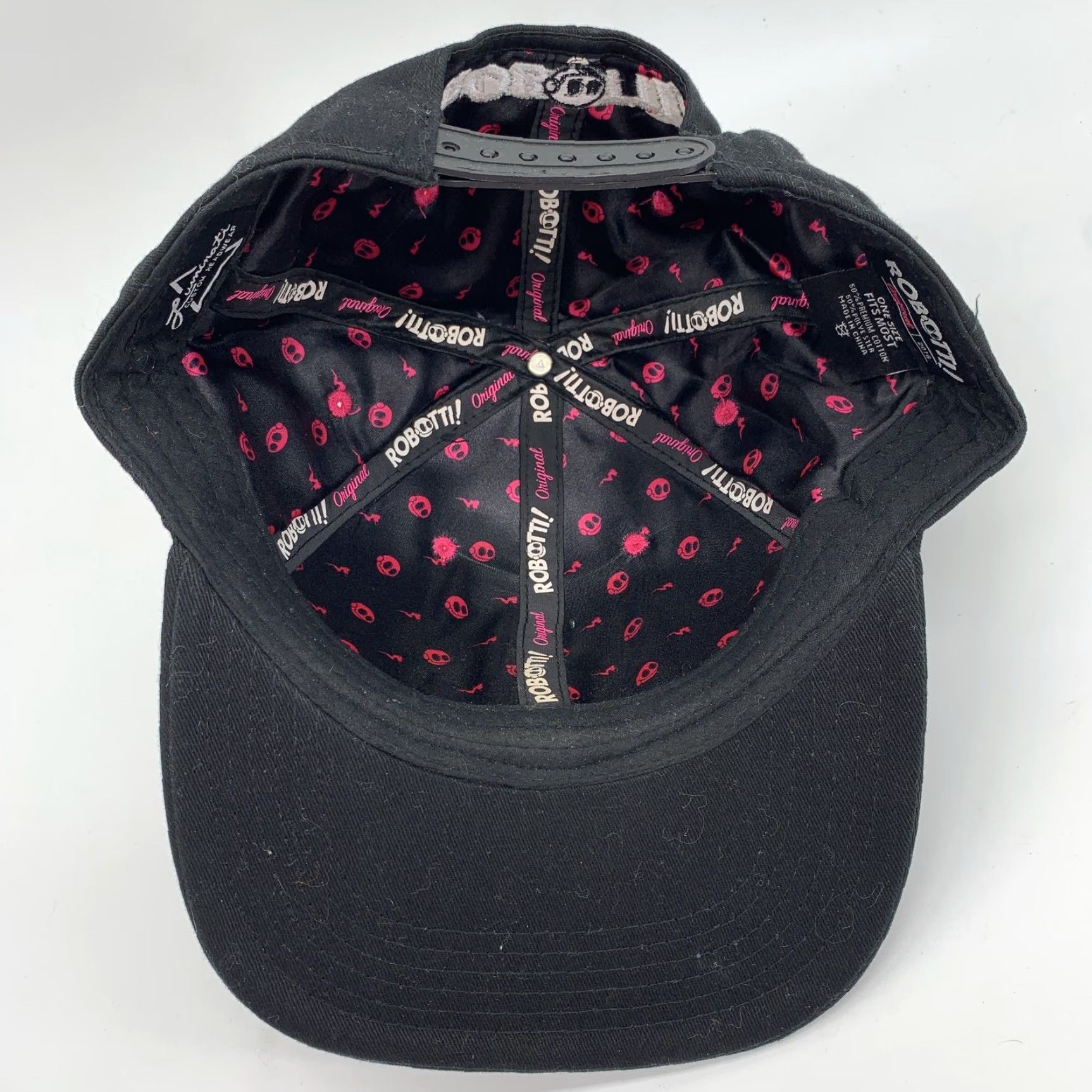 Logo 7 VINTAGE ROB0TT! Hat Cap Snap Back Mens Black Cartoon Smiley Face Logo Pink One Size Size ONE SIZE - 5 Thumbnail