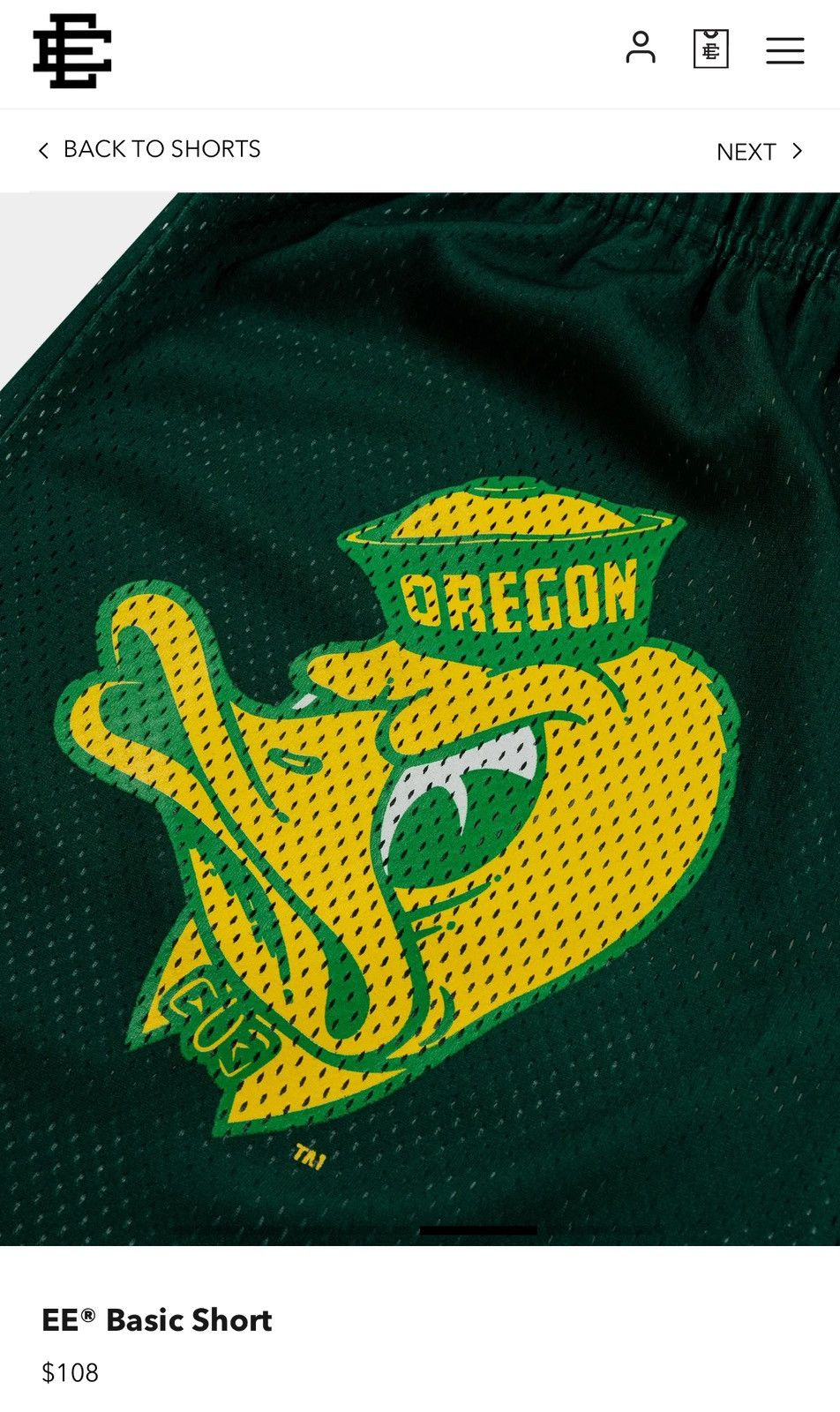 Eric Emanuel × NCAA Eric Emanuel University Of Oregon Basic Shorts Large Size US 34 / EU 50 - 9 Thumbnail