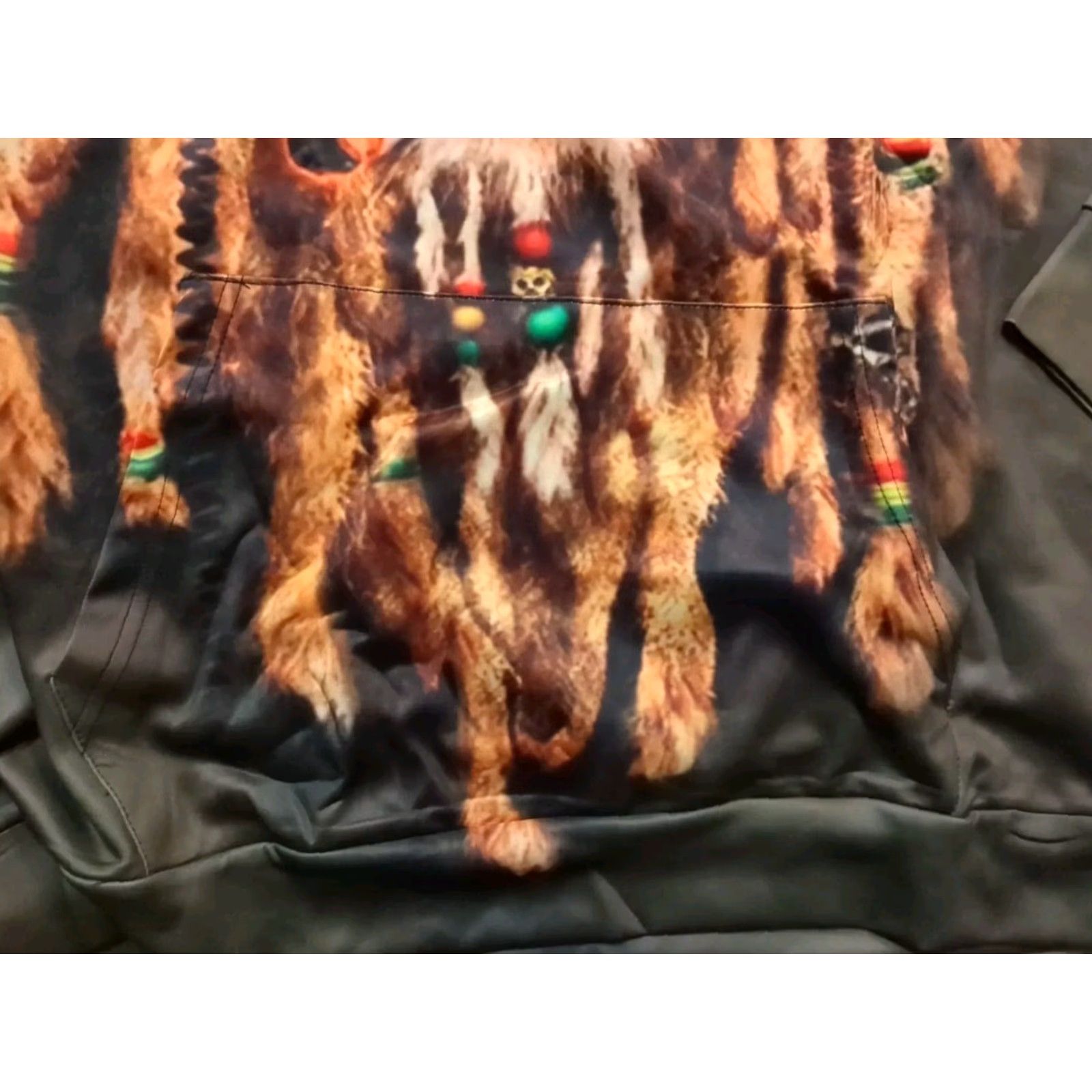 Vintage Bob Marley Smoking Joint Hoodie Rasta One Love Lion Sweatshirt XL Unisex Graphic Print Hooded Pullover Green Polyester Long Sleeve Fashion Size US XL / EU 56 / 4 - 6 Thumbnail
