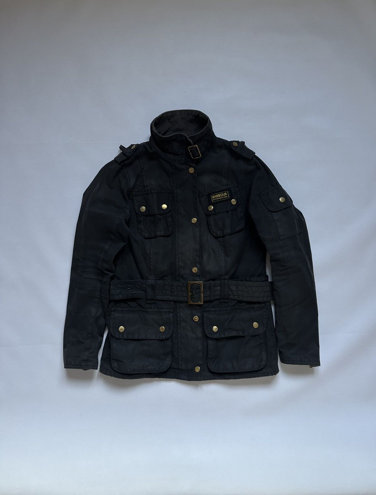 BARBOUR International Womens Waxed Belted Jacket UK 8