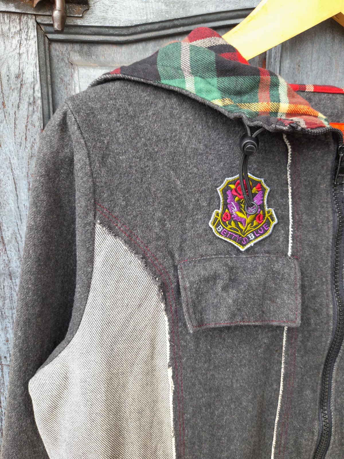Vintage Vintage Patchwork Utility Hoodie with Lace & Flannel Details Size L / US 10 / IT 46 - 4 Thumbnail