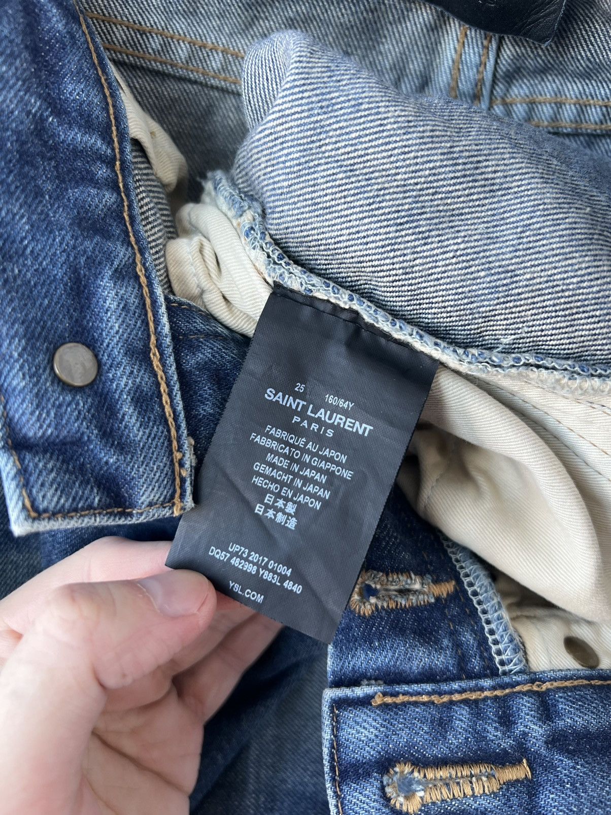 Saint Laurent Paris Saint Laurent Paris Denim Blue Logo Shorts Size 25" / US 0 / IT 36 - 6 Thumbnail