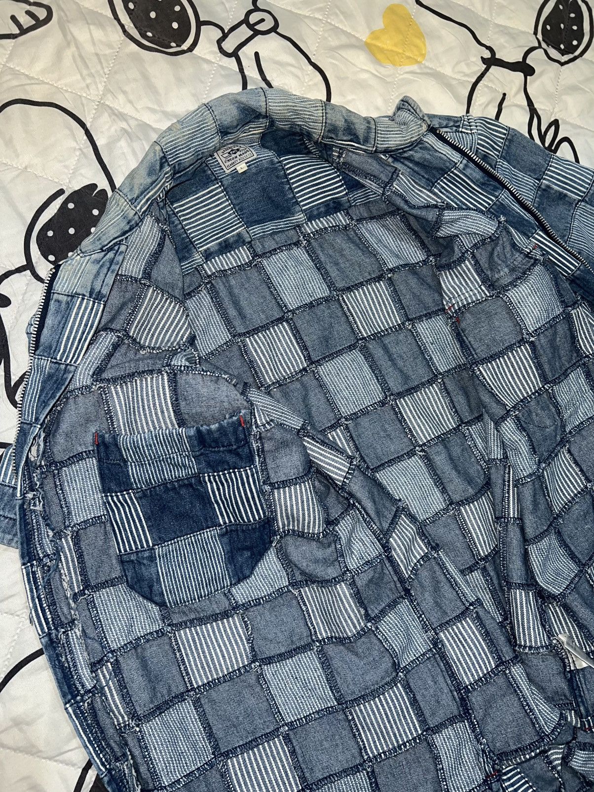Kapital 1990s Kearney - Hickory Patchwork Boro Denim Zipper Shirts Size US L / EU 52-54 / 3 - 5 Thumbnail