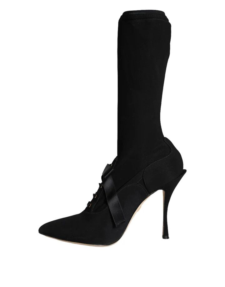 Dolce & Gabbana o1y0825 Spool Heel Ankle Boots in Black Size US 5.5 / IT 35.5 - 2 Thumbnail
