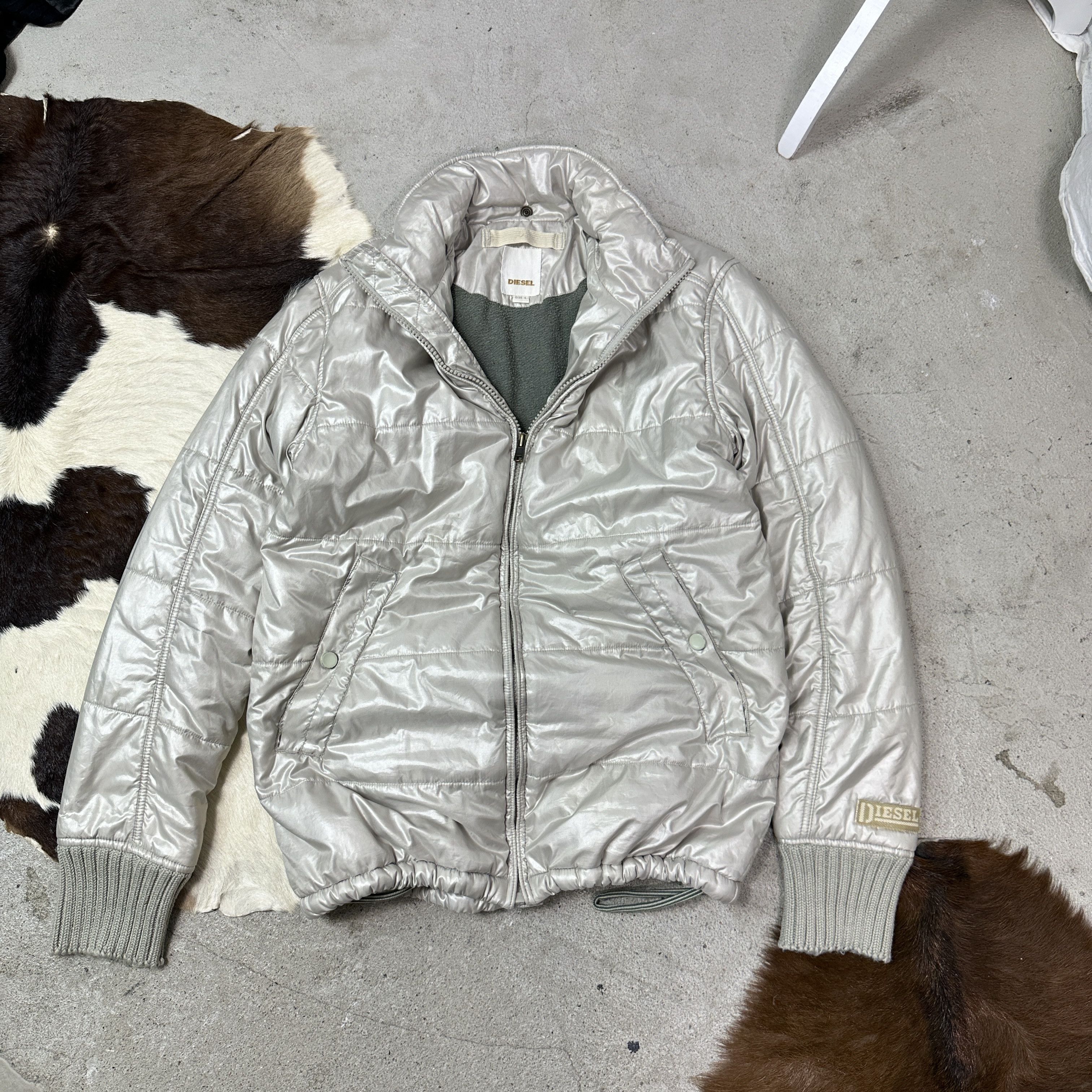 Diesel Vintage Silver Chrome Oversized Diesel Puffer Jacket Y2K Size L / US 10 / IT 46 - 5 Thumbnail