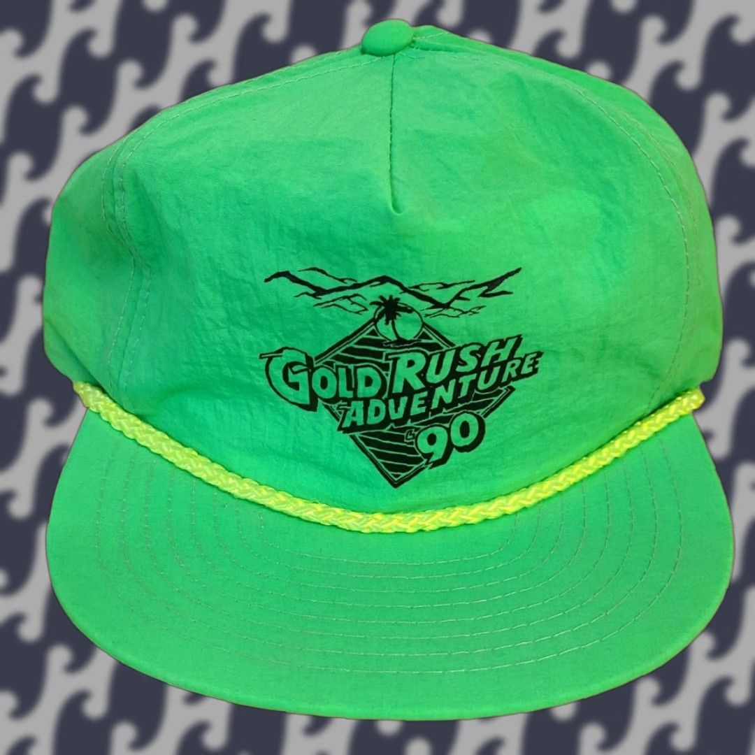 Vintage VINTAGE Nissin Snapback Hat Cap 90s Gold Rush Adventures Green Adjustable Mens Size ONE SIZE - 1 Thumbnail