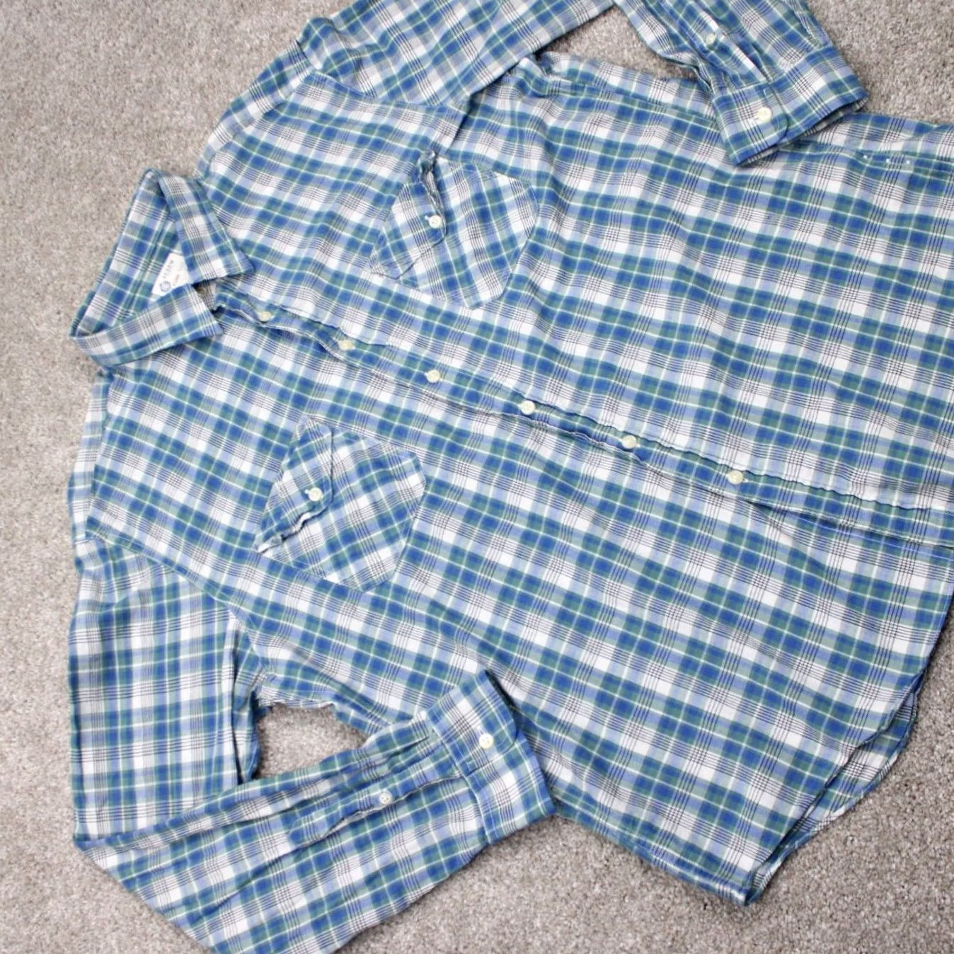 J.Crew J. Crew Shirt Mens XL Green/Blue/White Plaid 100% Cotton Long Sleeve Button Up Size US XL / EU 56 / 4 - 7 Thumbnail