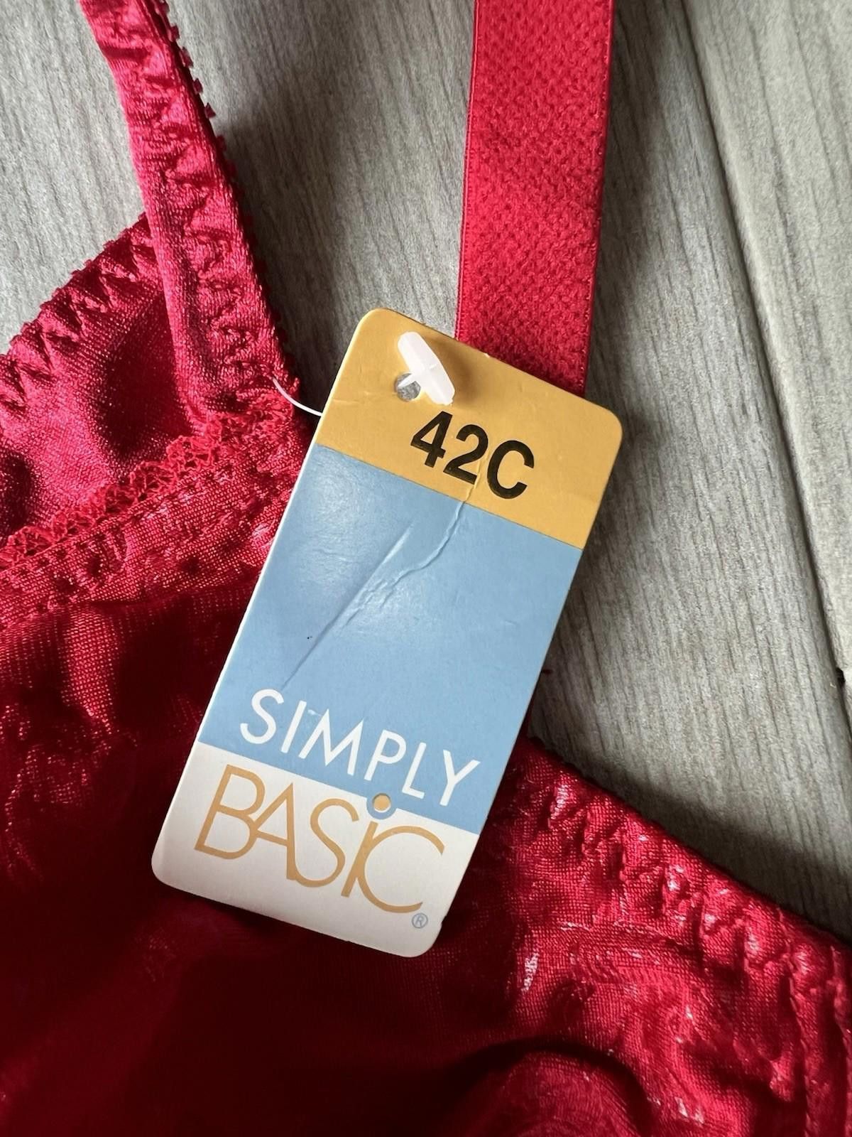 Other Simply Basic Bra Size 42C Red Floral Style Wireless New Size ONE SIZE - 3 Thumbnail
