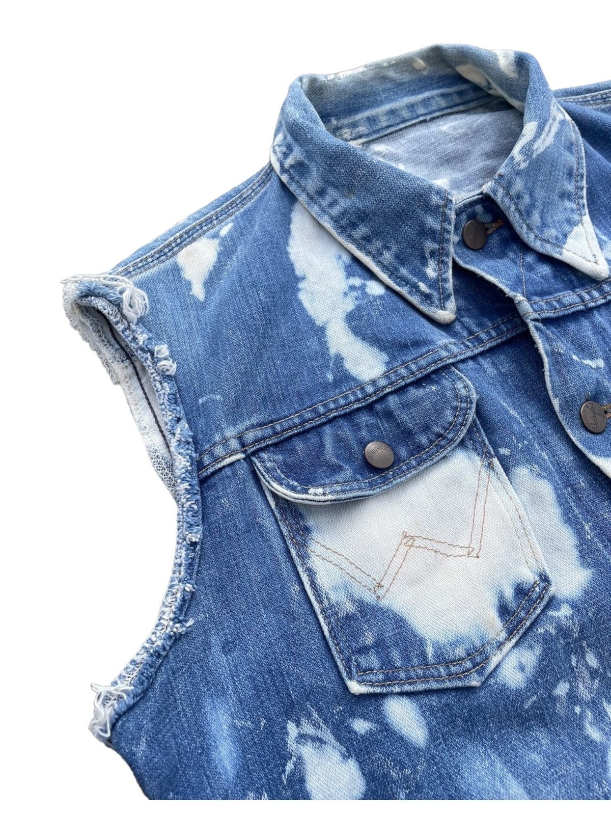 Vintage × Wrangler Wrangler Selvedge 70s/80s Destroy Sleeveless Spalsh Jacket Size US S / EU 44-46 / 1 - 8 Thumbnail