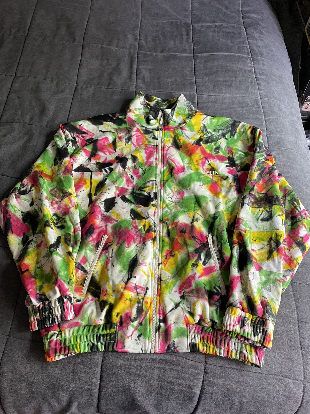 image of Celine Multicolor Tie Dye Zip Jacket, Men's (Size 2XL)