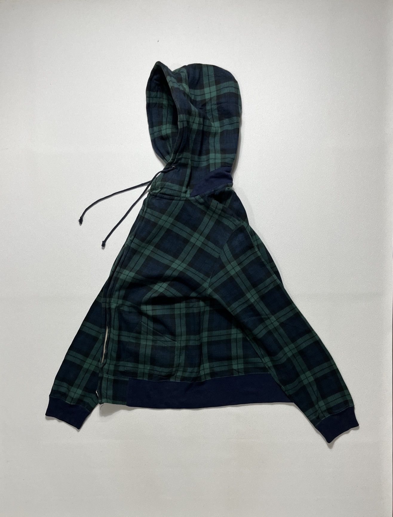 Beams Plus 2000's Beams Asymmetric Wire Hood Zip-Up Check Hooded Jacket Size US L / EU 52-54 / 3 - 3 Thumbnail