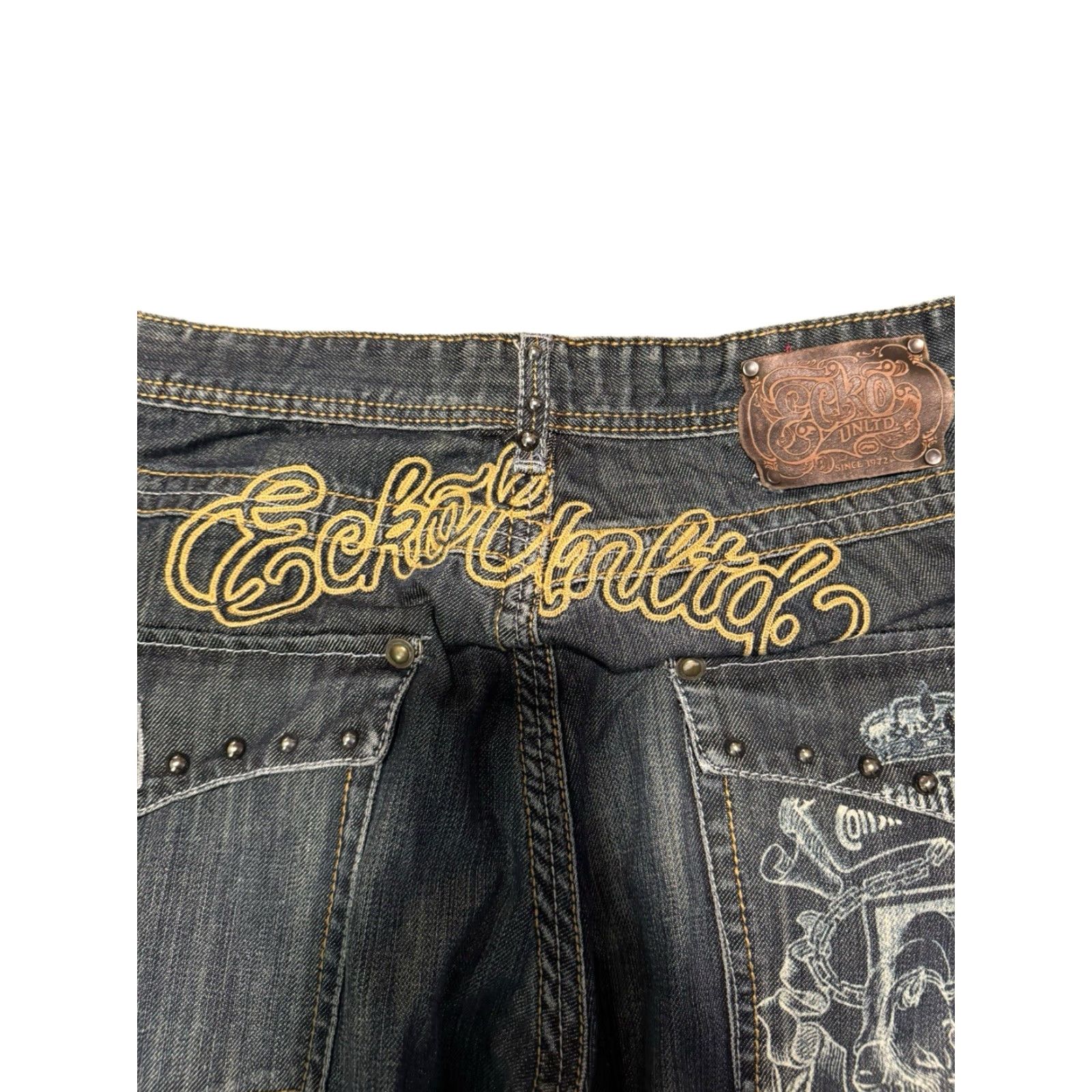 Ecko Unltd. VINTAGE ECKO UNLTD. Blue Baggy Fit Denim Jeans 38x32 Mens 90s Hip Hop Graffiti Embroidered Baggy Size US 38 / EU 54 - 7 Thumbnail