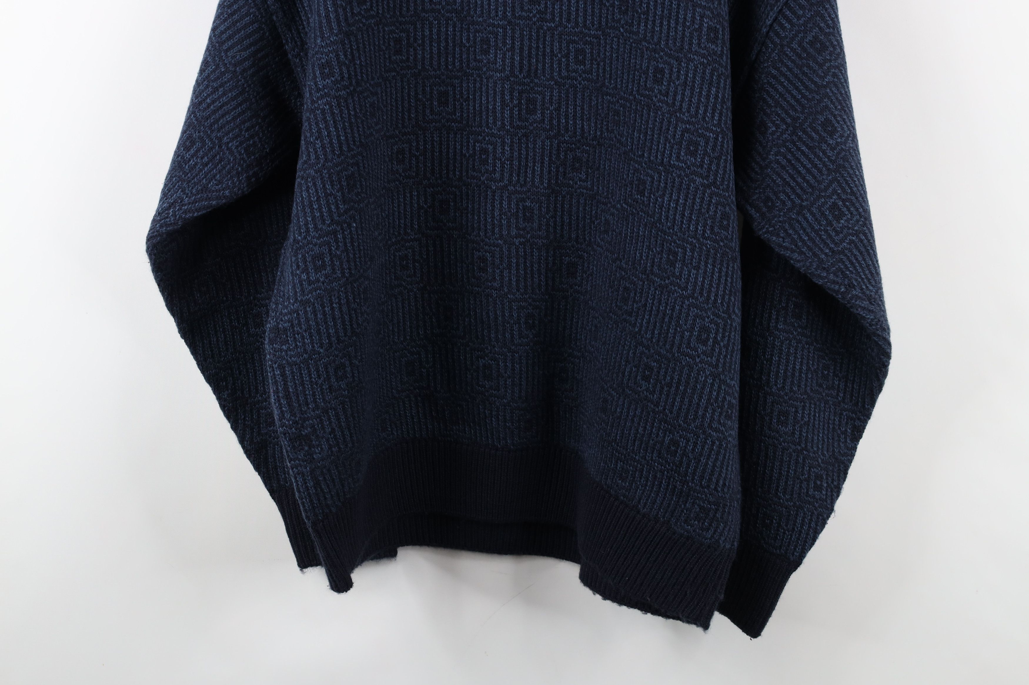 Vintage Vintage 90s Streetwear Geometric Knit Crewneck Sweater Blue Size US XL / EU 56 / 4 - 10 Thumbnail