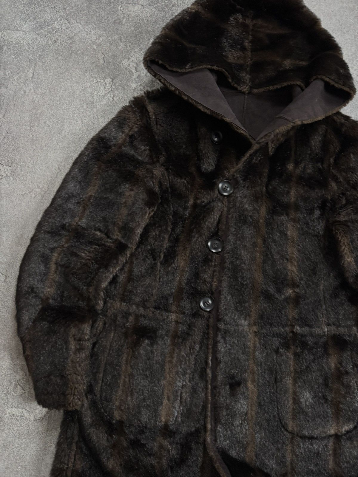 Armani Armani Jeans EU44/US8 brown Faux Fur coat hooded jacket 90s Size M / US 6-8 / IT 42-44 - 4 Thumbnail
