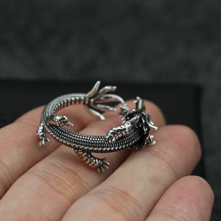 VIBE Retro Men's Open Dragon-Head Ring Size ONE SIZE - 1 Thumbnail