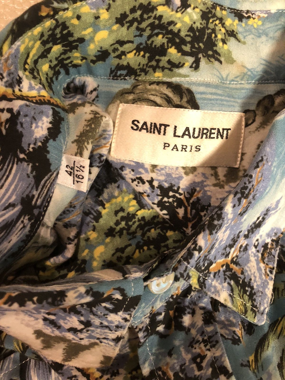 Saint Laurent Paris Saint Laurent ss16 raw hem Hawaiian shirt hedi surf sound Size US XL / EU 56 / 4 - 7 Thumbnail