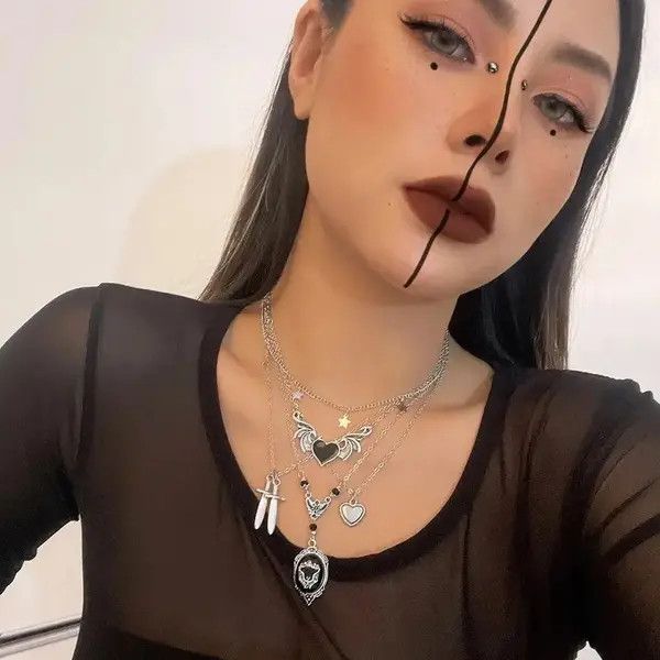 Japanese Brand × Vintage Goth Demon Wings Sword Black Heart Pendant Necklace Size ONE SIZE - 2 Thumbnail