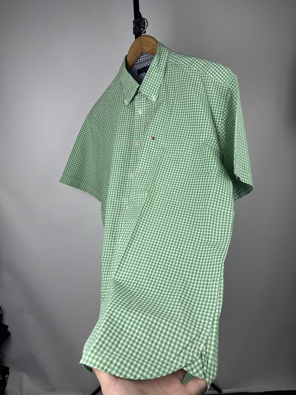 Tommy Hilfiger Vintage Tommy Hilfiger Green Gingham Short Sleeve Shirt XL Size US XL / EU 56 / 4 - 5 Thumbnail