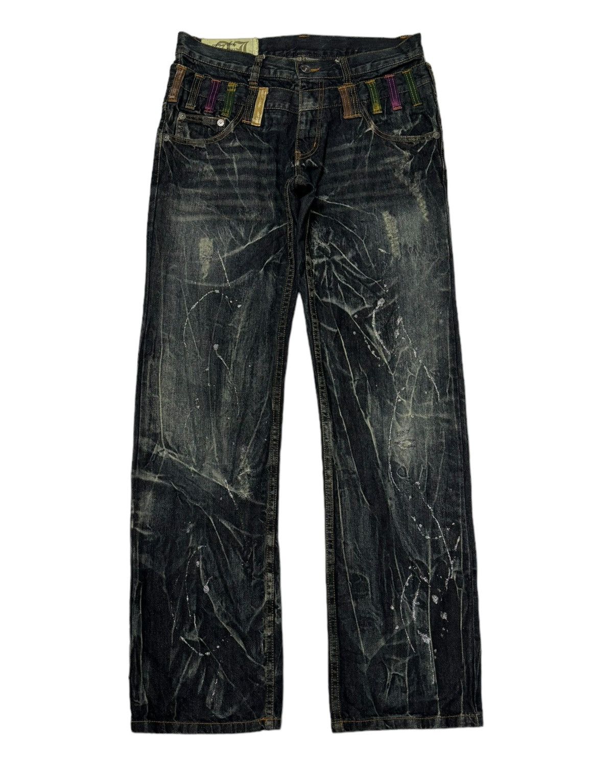 If Six Was Nine 🔥DOUBLE WAIST DENIM ANTFUL DISTRESSED DENIM BAGGY JEANS Size US 33 - 8 Thumbnail