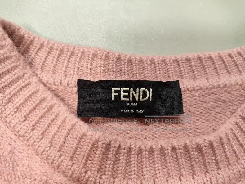 Fendi Fendi Round neck pink and white knitted sweater Size US M / EU 48-50 / 2 - 3 Thumbnail