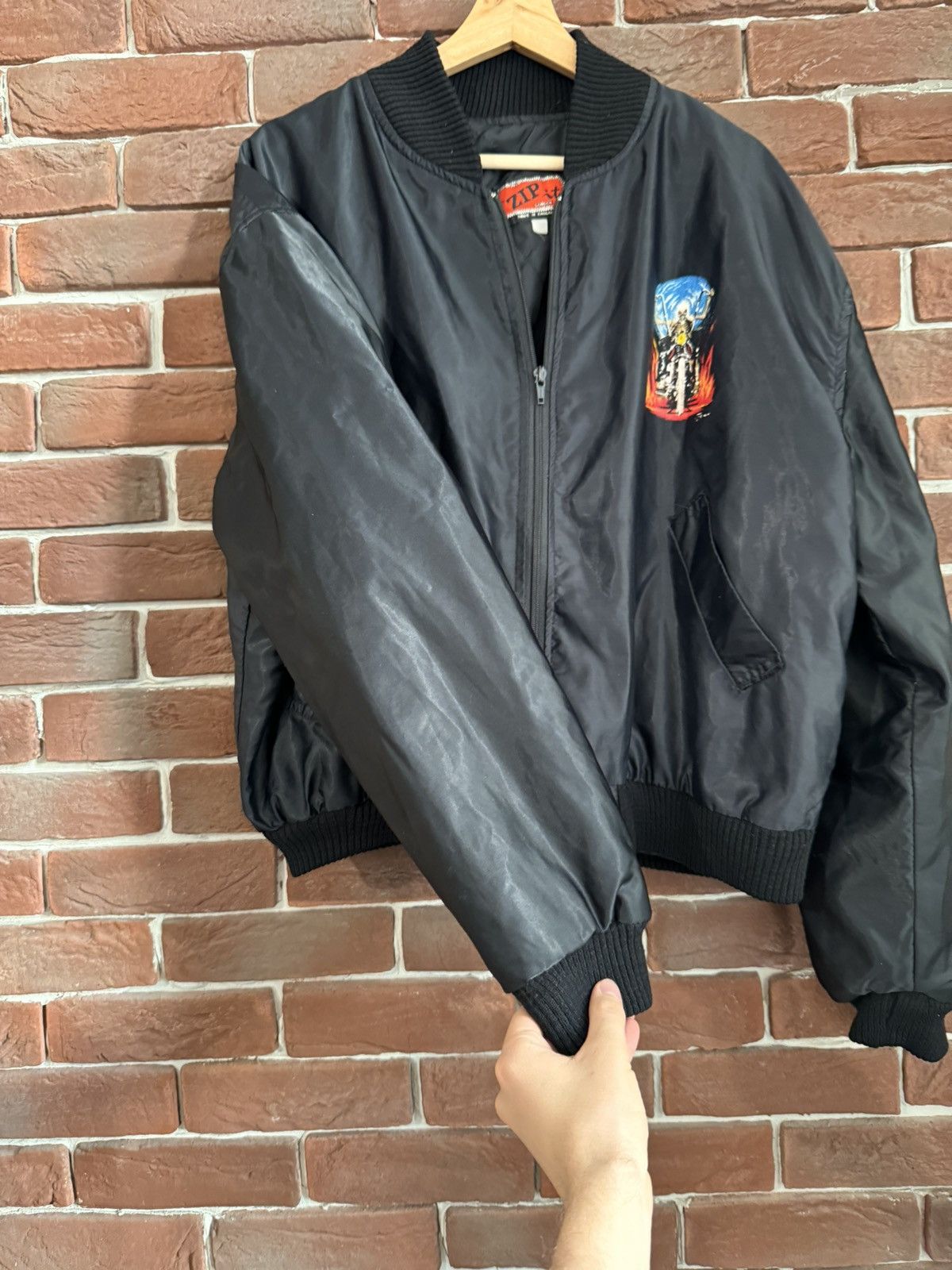 Vintage 90s Vintage Ghost Rider Zip It Nylon Bomber Jacket L Black Size US L / EU 52-54 / 3 - 6 Thumbnail