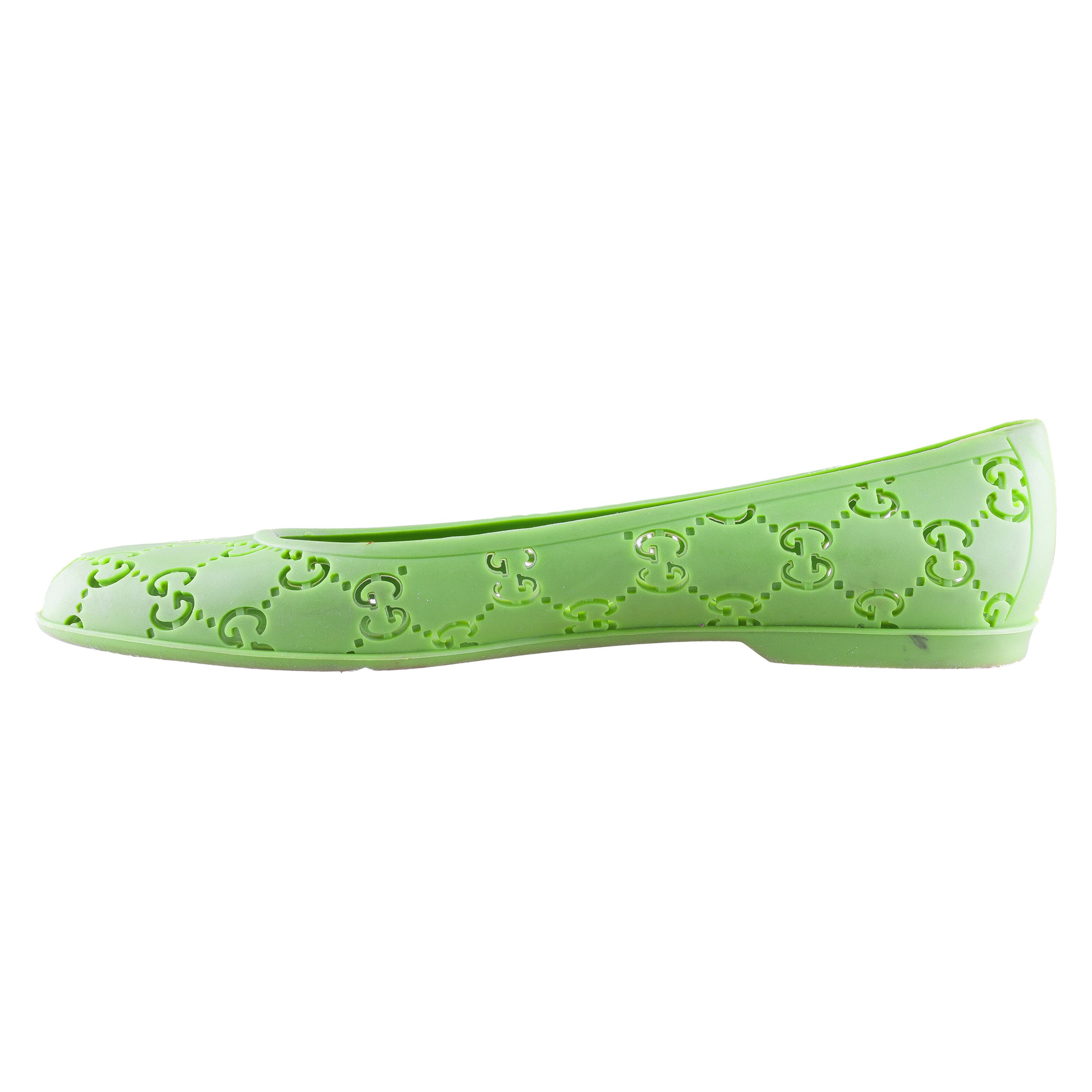 Gucci Vintage Gucci Monogram Green Ballerina Flats (38 EU) Size US 7 / IT 37 - 4 Thumbnail
