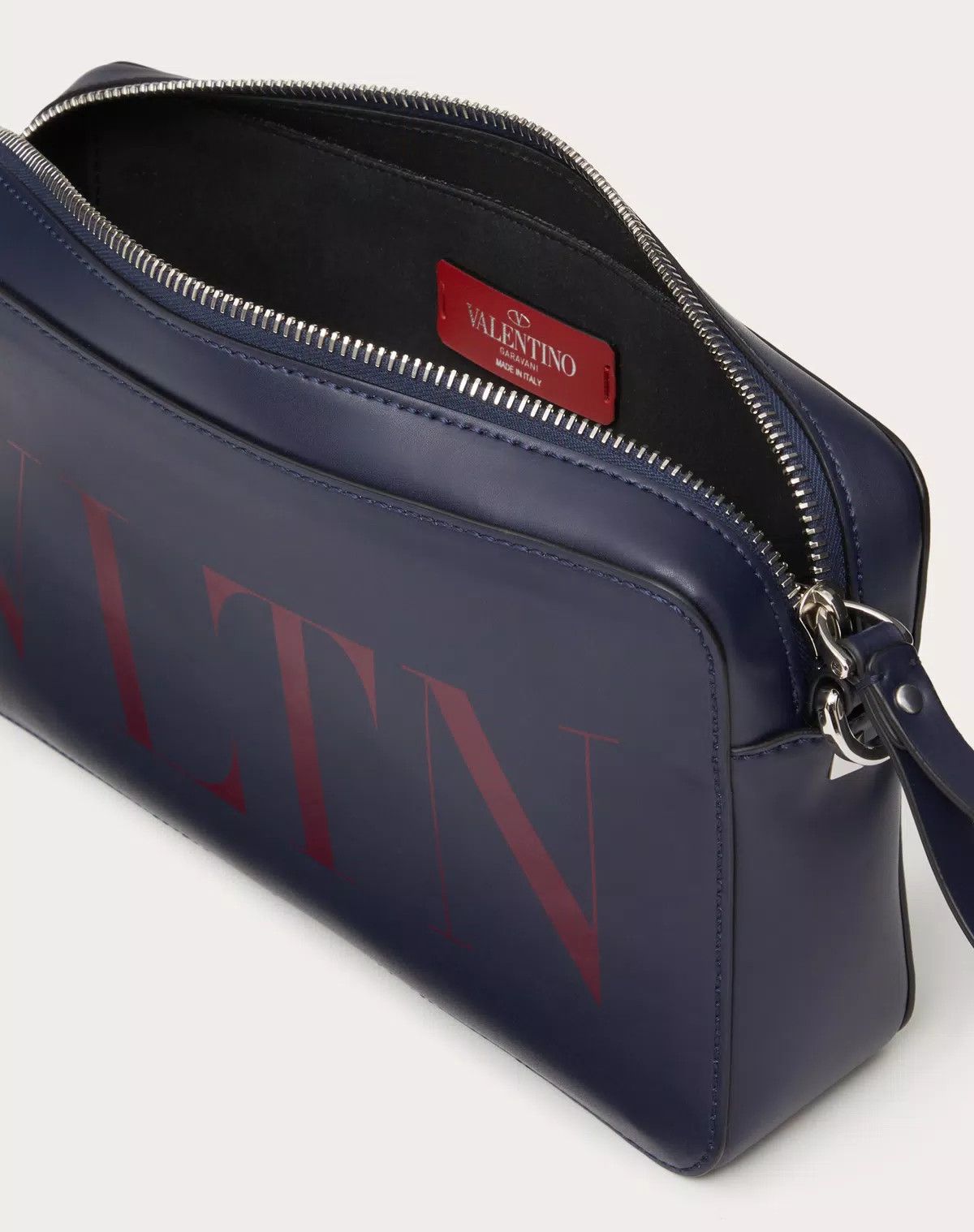 Valentino oc11z0725 Size: OS/ Vltn Leather Crossbody Bag in Navy Blue Size ONE SIZE - 4 Thumbnail