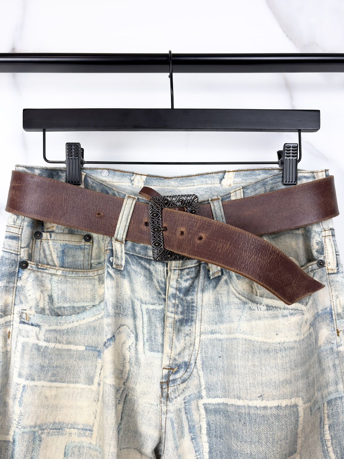 Junya Watanabe Junya Watanabe Ornamental Buckle Leather Belt Brown CDG Size ONE SIZE - 1 Thumbnail