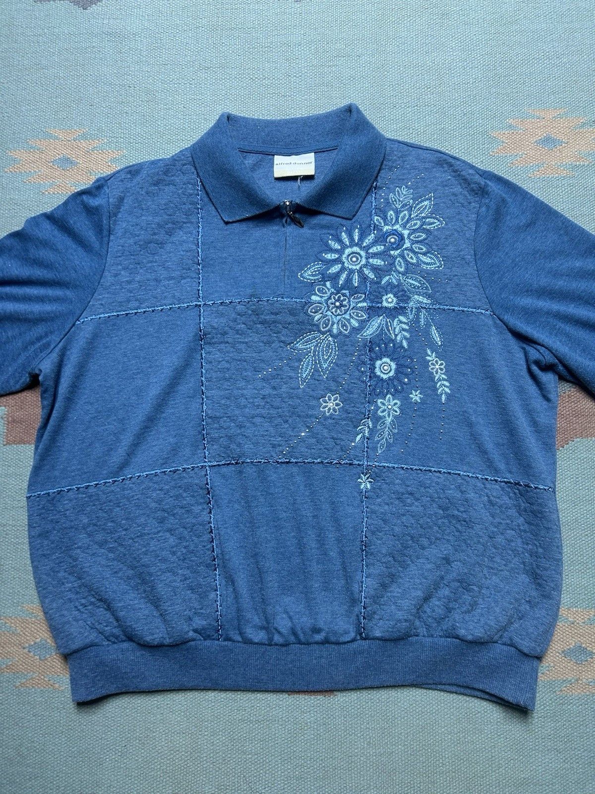 Vintage Alfred Dunner 1/4 zip sweater embroide flowers floral XL/XXL Size XXL / US 16-18 / IT 52-54 - 2 Thumbnail