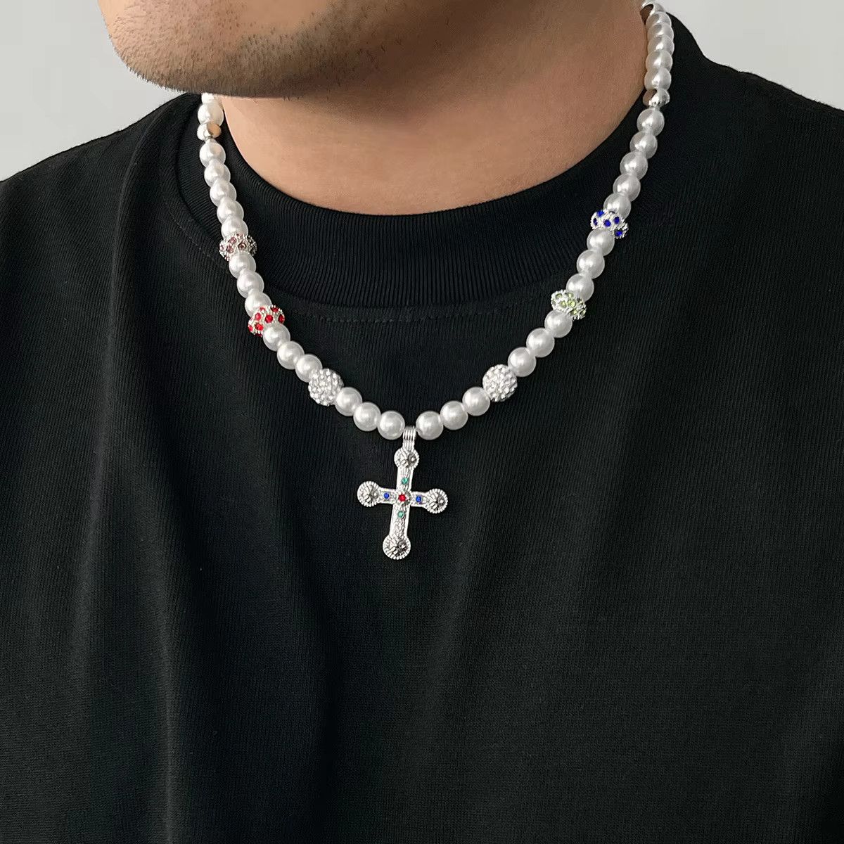 Jewelry Big Cross Jesus Pendant Choker Necklace Size ONE SIZE - 4 Thumbnail