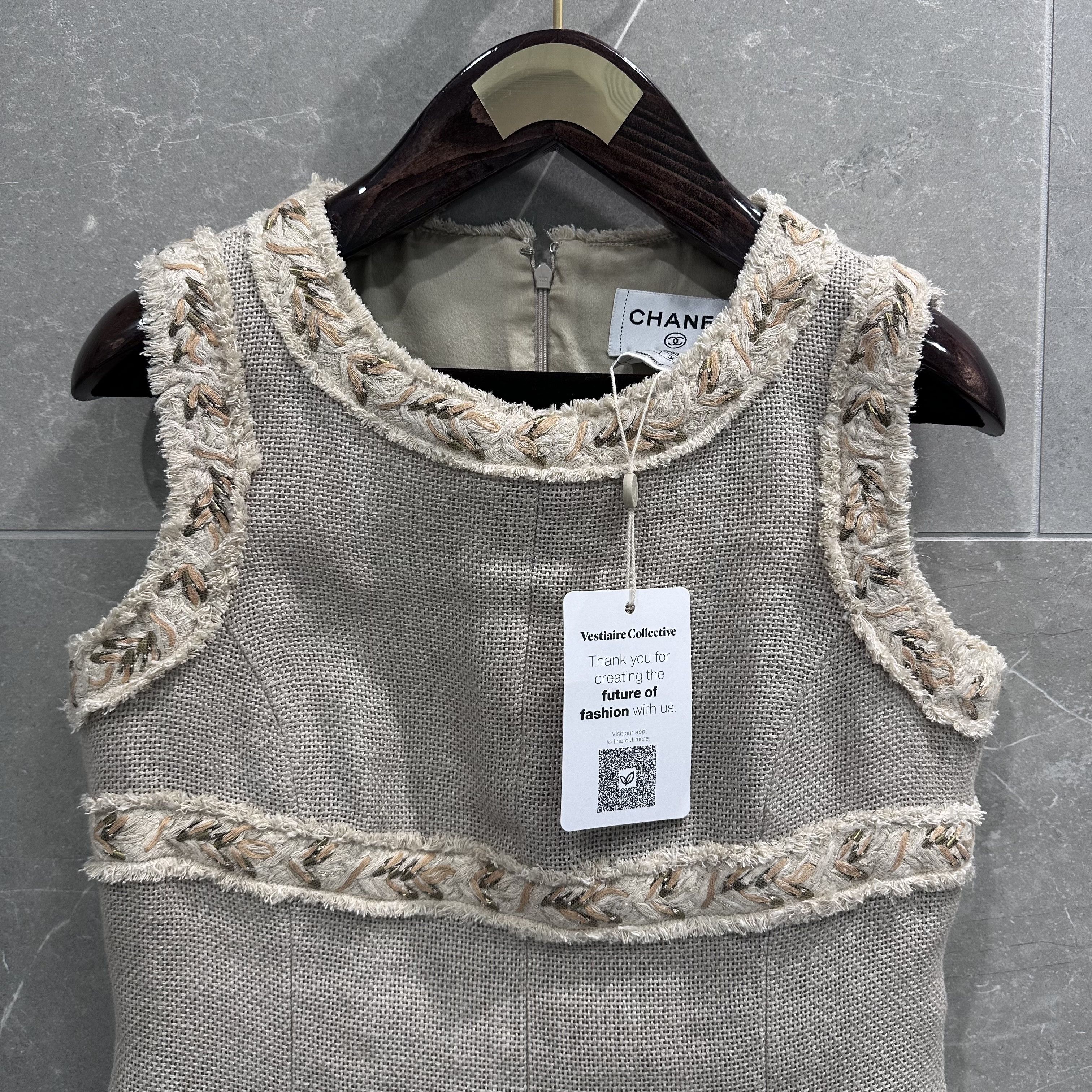 Chanel CHANEL S10 A-line linen dreas Size XS / US 0-2 / IT 36-38 - 2 Thumbnail