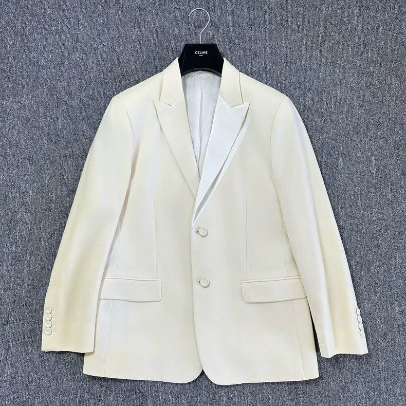 Dior Dior Milky white asymmetrical satin lapel suit Size 48R - 1 Thumbnail