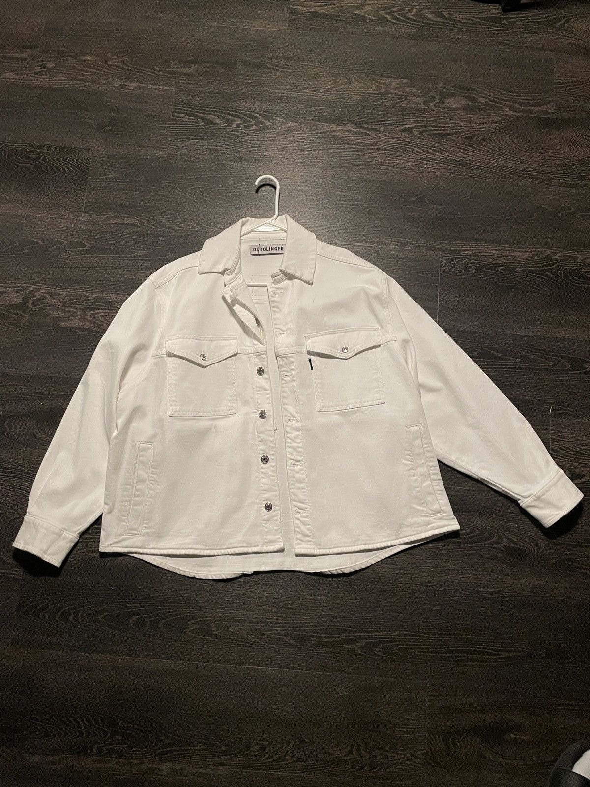 image of Ottolinger White Oversized Denim Jacket, Men's (Size Small)