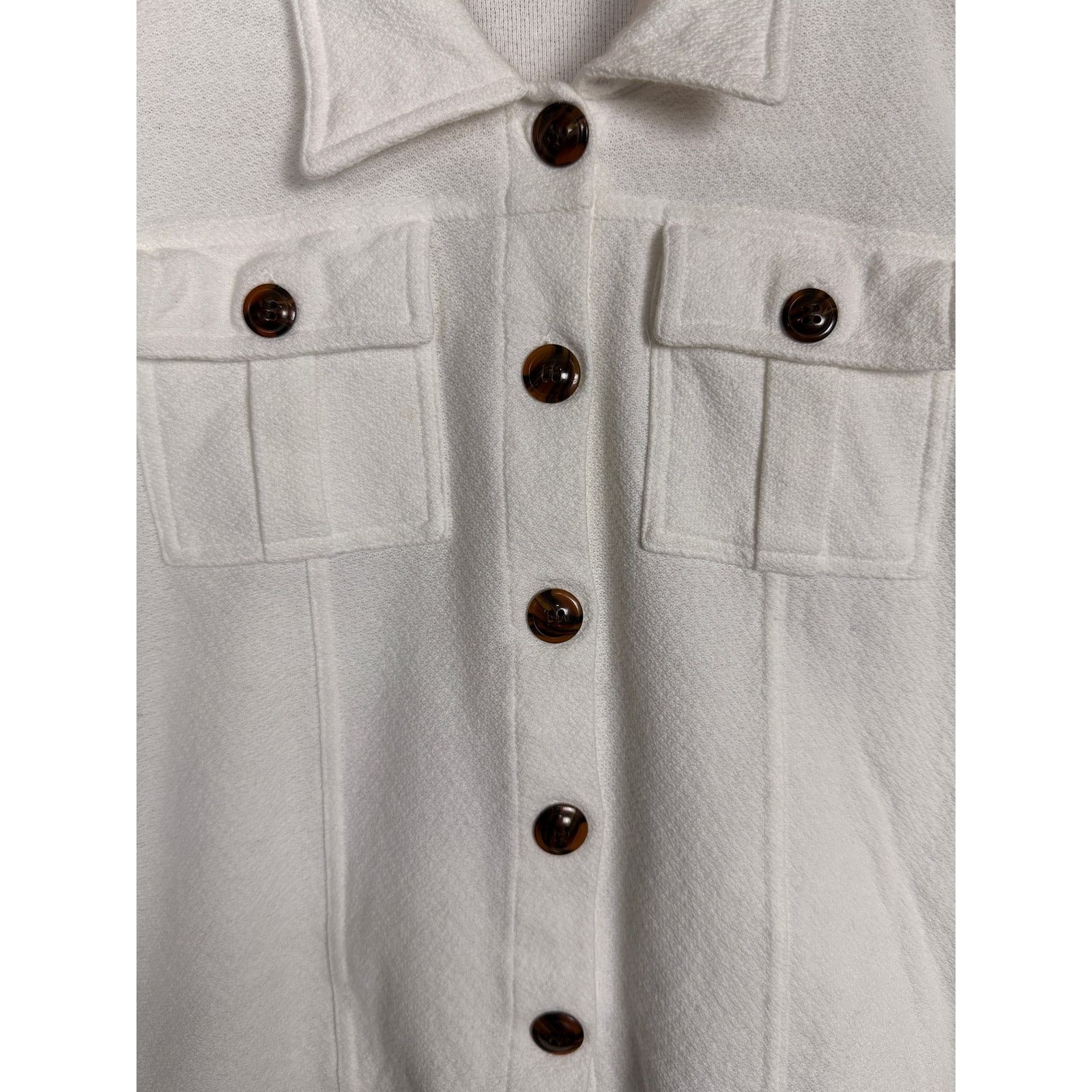 Liz Claiborne Liz Claiborne Petite White Button Down Casual Cotton Jacket Size M / US 6-8 / IT 42-44 - 4 Thumbnail