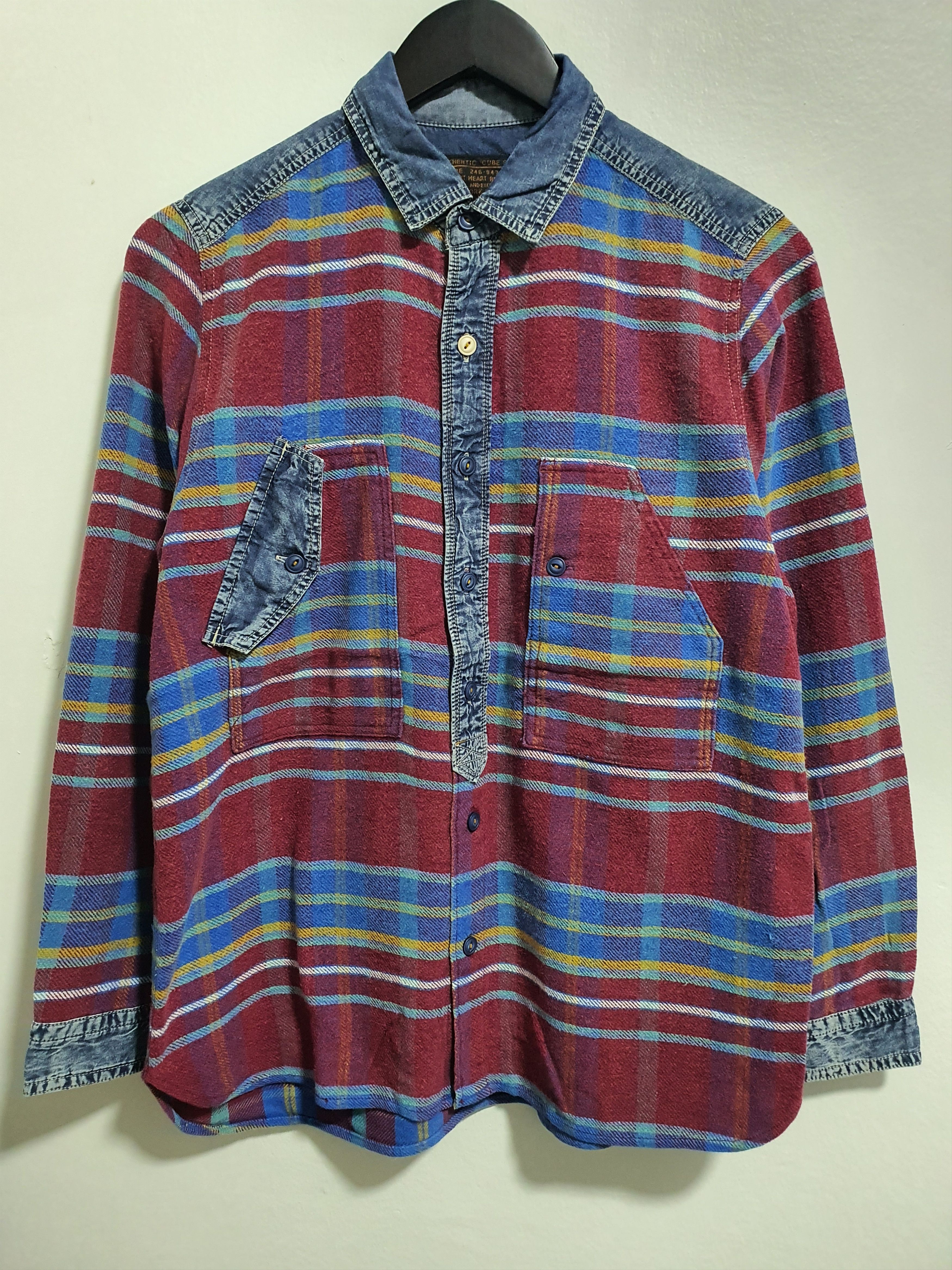 Japanese Brand CUBE SUGAR 21”/27” FLANNEL SHIRT Size US M / EU 48-50 / 2 - 2 Thumbnail