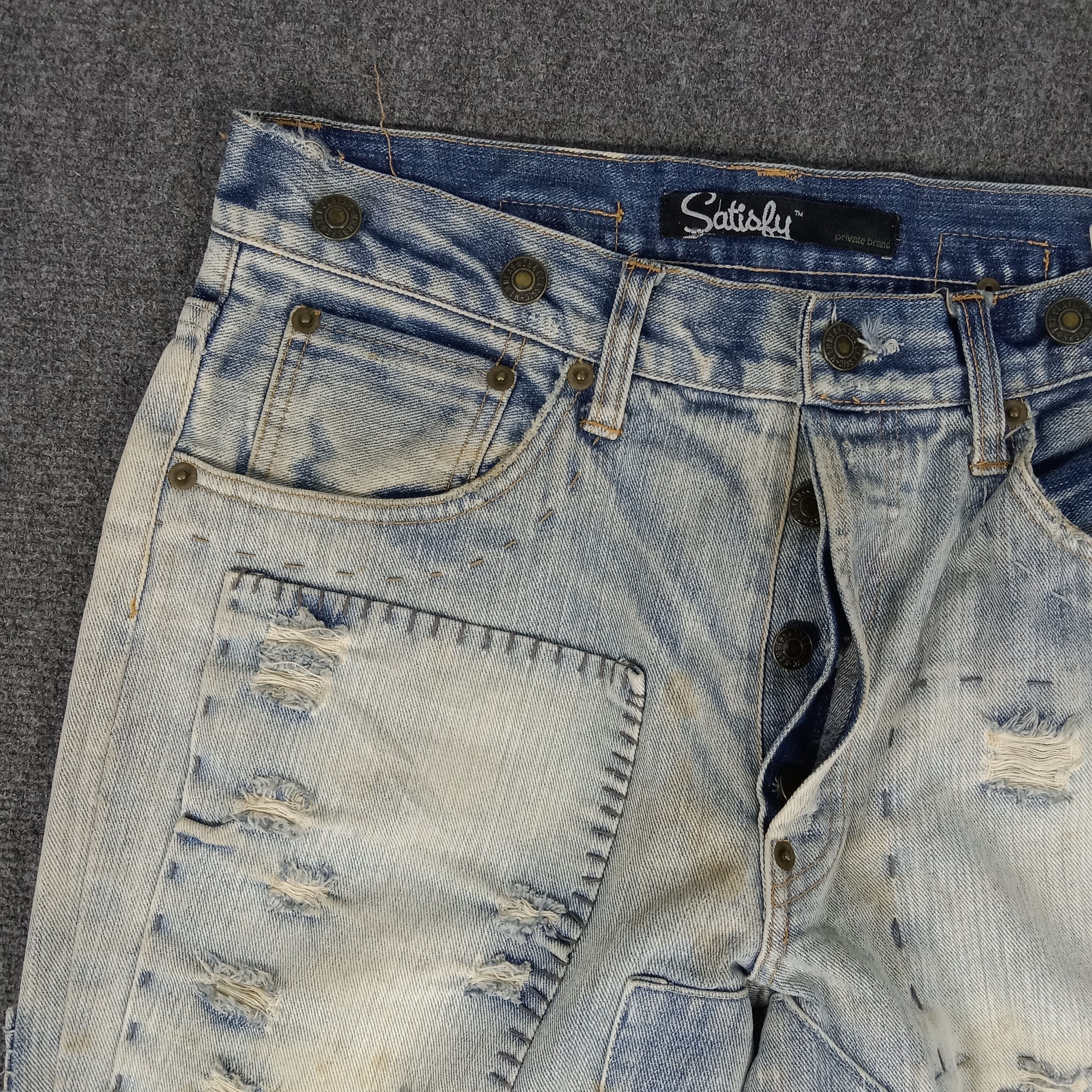 Vintage Satisfy Private Brand Distressed Patches Denim Jean Size US 30 / EU 46 - 3 Thumbnail
