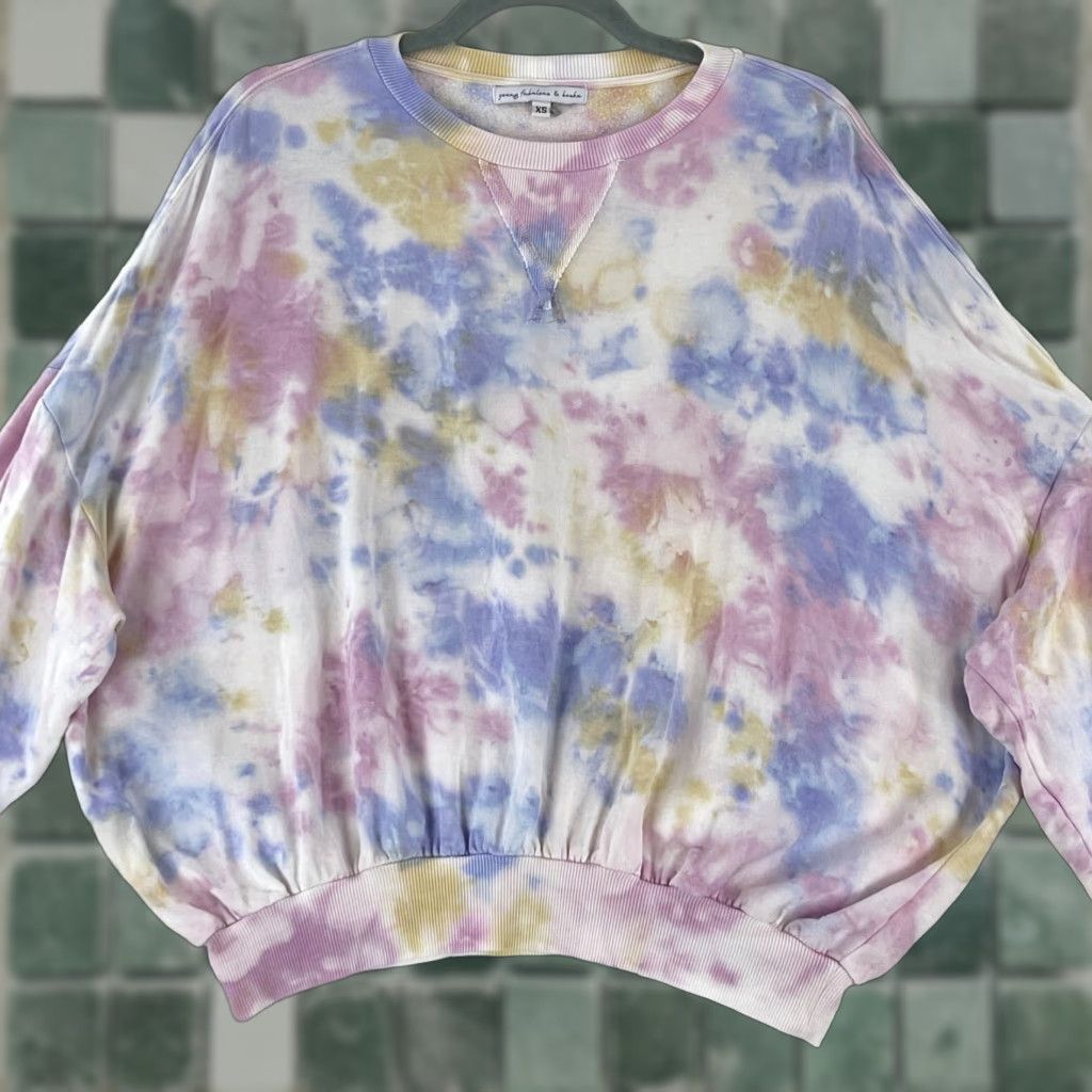 Young Fabulous & Broke Young Fabulous & Broke Juliette Tie-Dye Sweater Womens XS Pink Long Sleeve Crew Neck Knit Pullover Bohemian Modern Size XS / US 0-2 / IT 36-38 - 1 Thumbnail