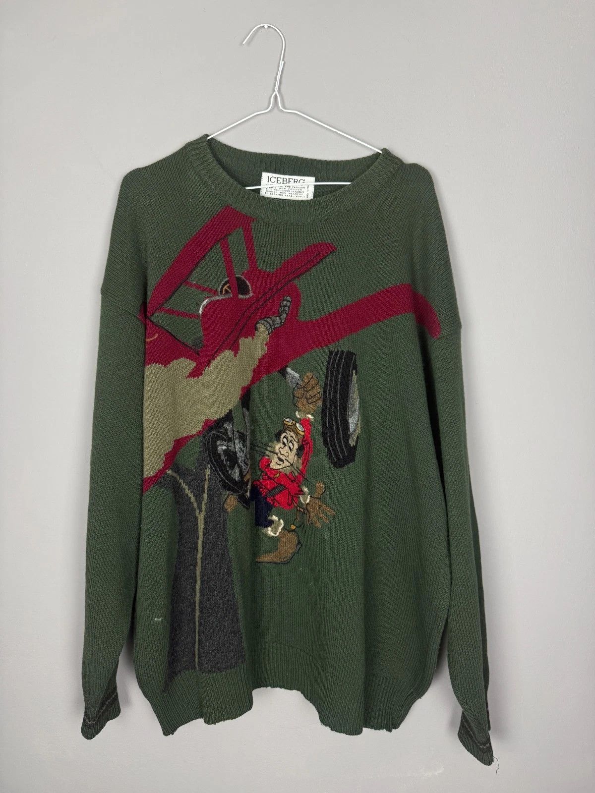 Iceberg Iceberg Vintage Red Barron in Trouble Pullover Sweater Size US XL / EU 56 / 4 - 1 Thumbnail
