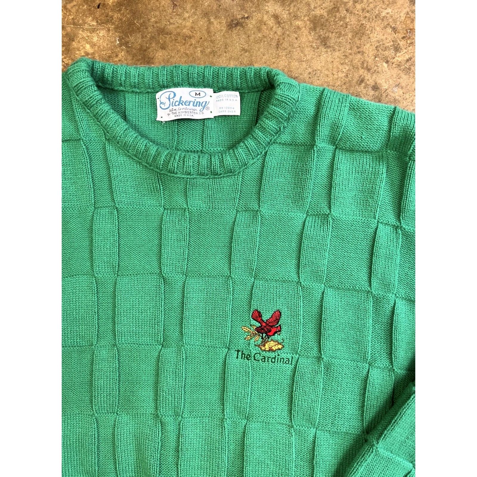 Vintage VINTAGE 90s Knit Golf Sweater Mens M Red Cardinal Embroidered Cotton Heavyweight Pullover Crew Neck Cardigan Style Shirt Size US M / EU 48-50 / 2 - 5 Thumbnail