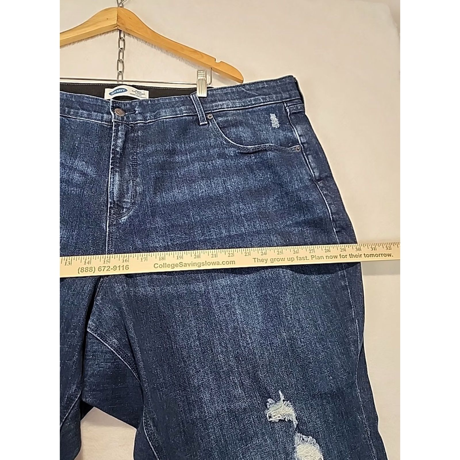 Old Navy VINTAGE Old Navy Women Plus Size 28 Short Power Slim Straight High Rise Distressed Jeans Size 28" / US 6 / IT 42 - 5 Thumbnail