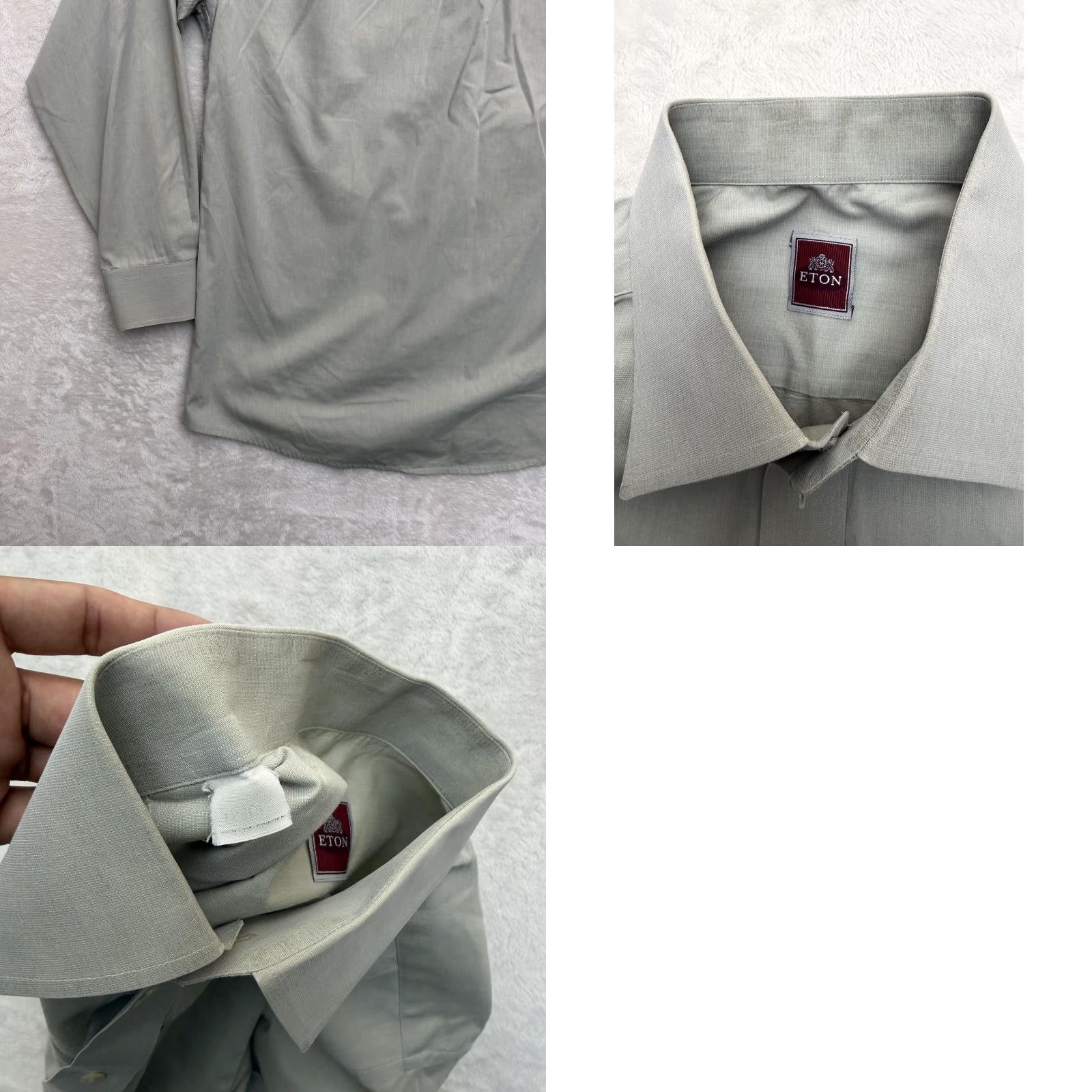Eton Eton Shirt Mens XL Gray Solid Spread Collar Dress Button Up Size 42R - 9 Thumbnail
