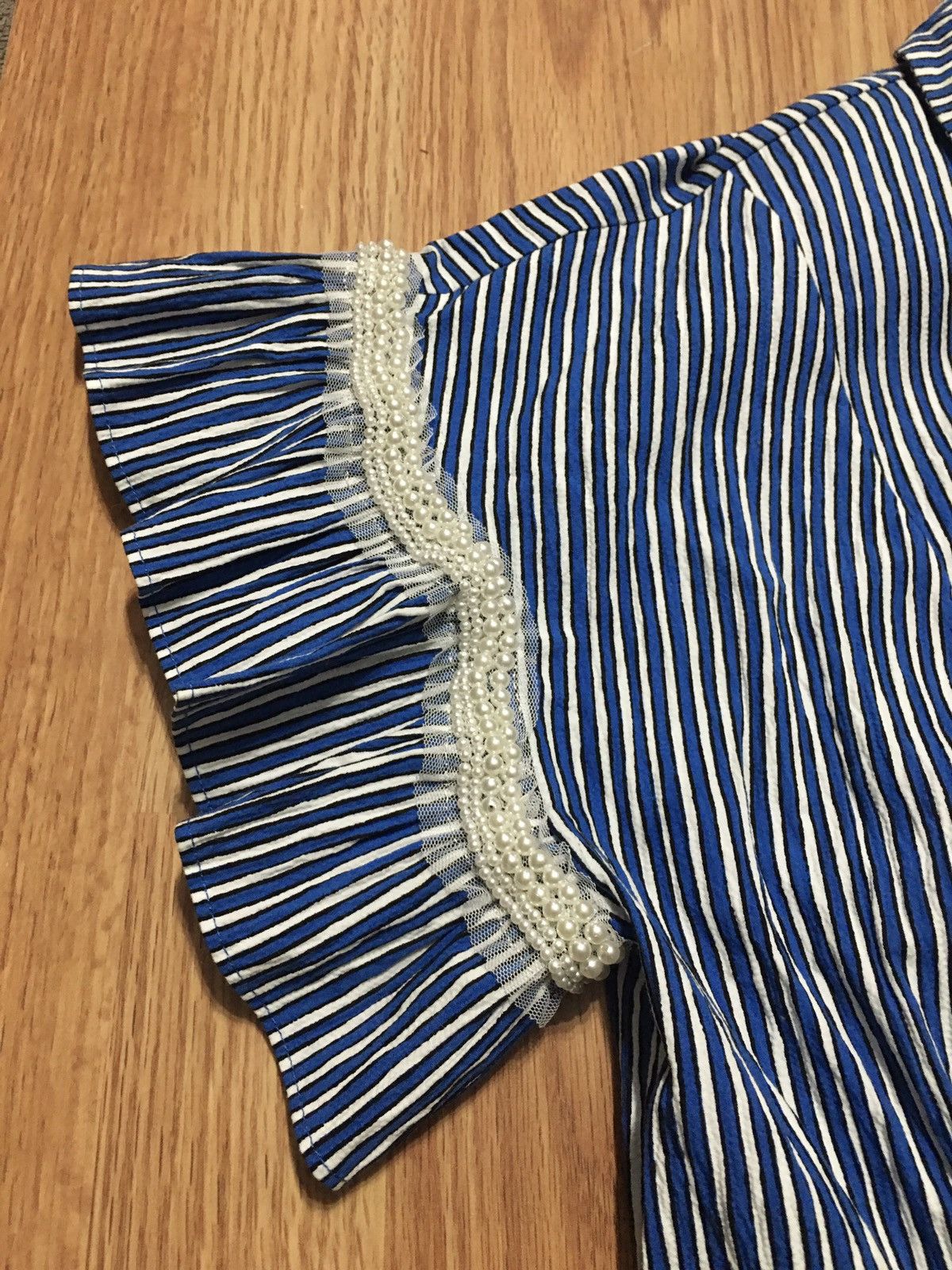 Sandro SANDRO Erine Blue Striped Ruffled-sleeve Shirt Blouse S Size S / US 4 / IT 40 - 8 Thumbnail