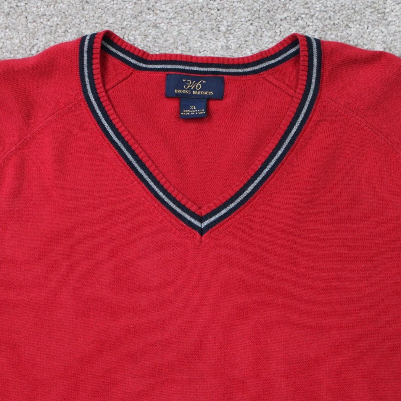 Brooks Brothers Brooks Brothers Sweater Mens XL Red V-Neck 100% Cotton Ribbed Pullover Knit Cardigan? Size US XL / EU 56 / 4 - 3 Thumbnail