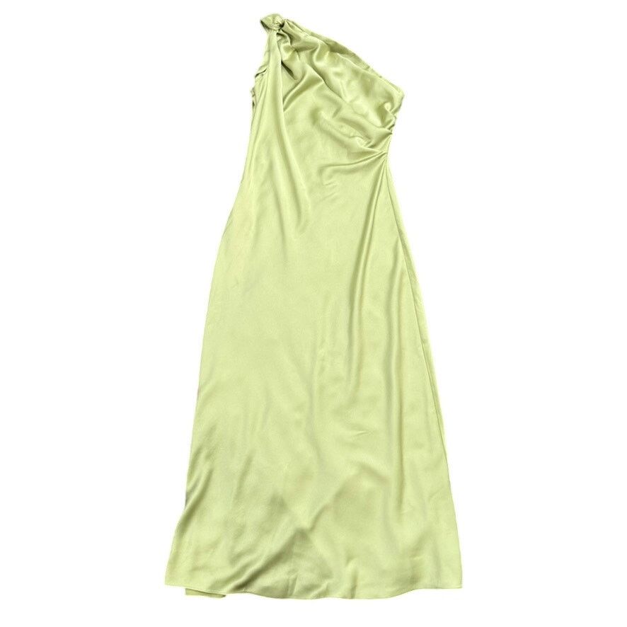 Tanya Taylor One Shoulder Stassi Dress in Green, Size US 10