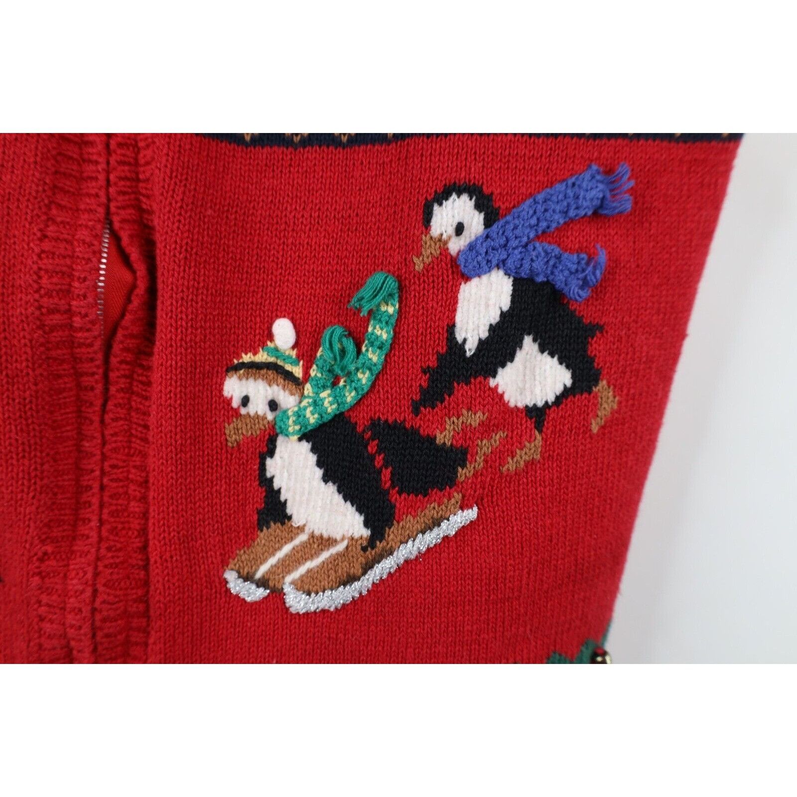 Vintage Vintage 90s Distressed Christmas Penguin Bells Sweater Vest Size XL / US 12-14 / IT 48-50 - 4 Thumbnail