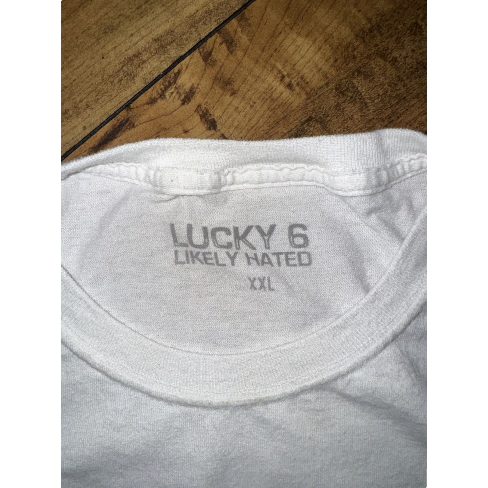 LIKELY Lucky 6 Likely Hated Mens Shirt 2XL White Cotton Knit Crew Neck Short Sleeve Limited Edition Anime Art Pixel Size US XXL / EU 58 / 5 - 3 Thumbnail