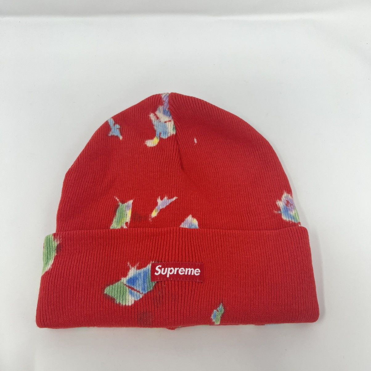 Supreme Supreme Overdyed Beanie Splatter Red (SS24) | Grailed