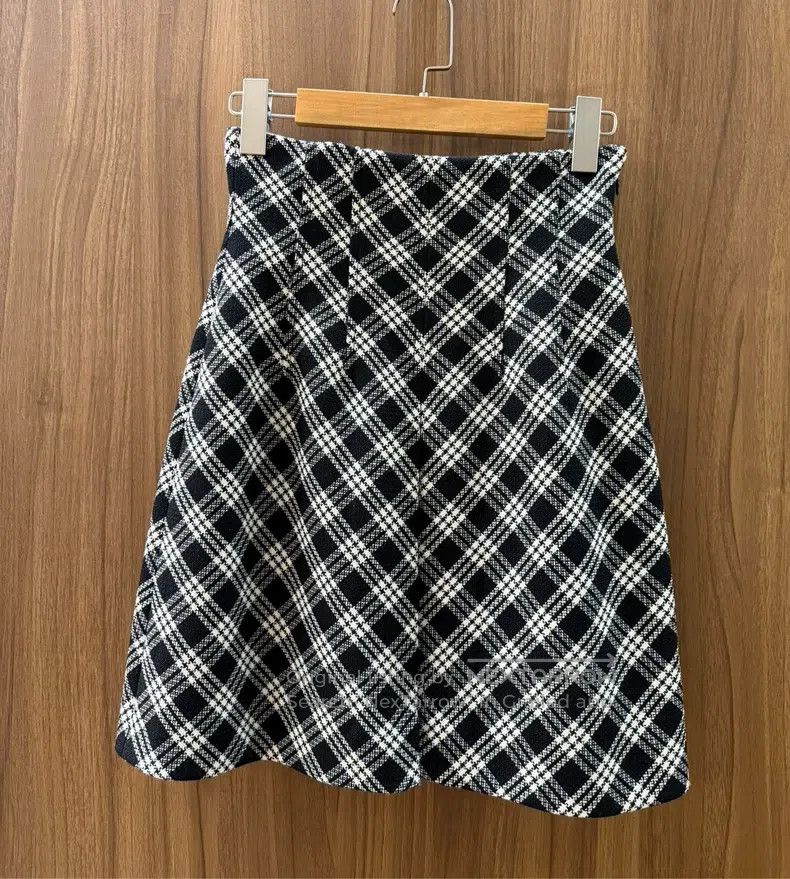 Dior Dior Black and white plaid wool skirt Size 42" / US 20 - 1 Thumbnail
